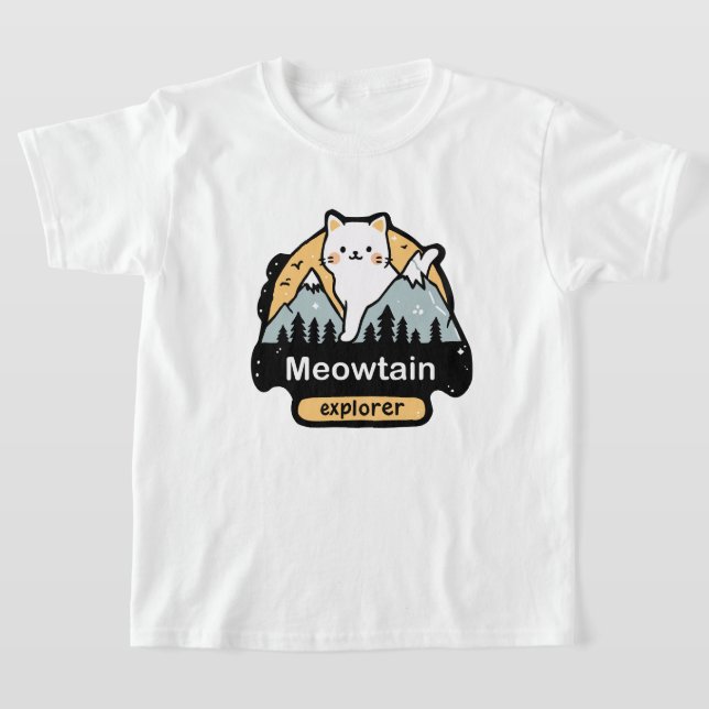 Meowtain Explorer – Cute Cat Adventure Design T-Shirt (Laydown)