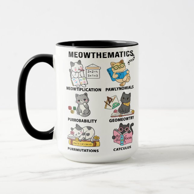 Meowthematics Funny Math Cat Puns For Math Lovers Mug (Left)