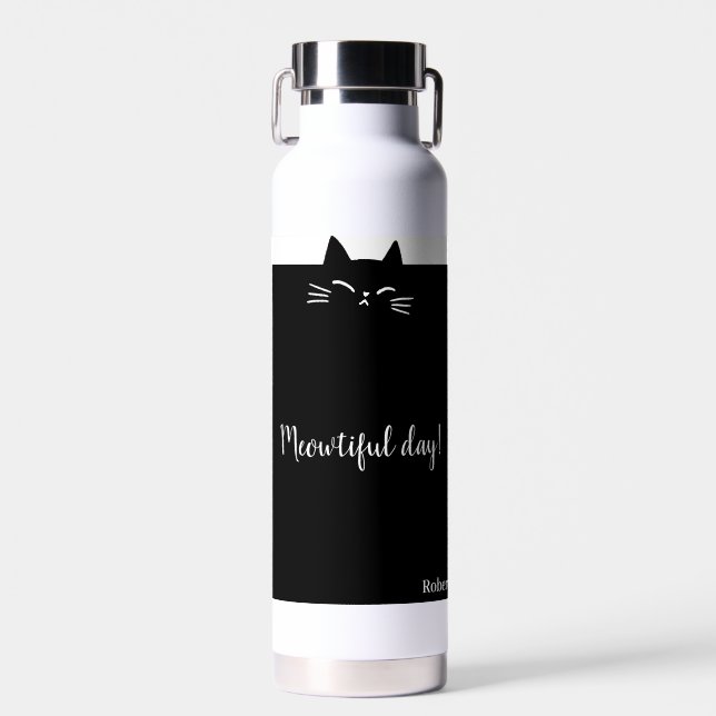 Meowtiful Day Fun and Sweet Cat  Water Bottle (Front)