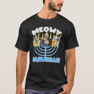 Meoww Hanukkah Cats Menorah Chanukah Jewish Holida T-Shirt