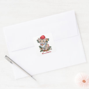 Meowwy Christmas kitten Christmas Square Sticker