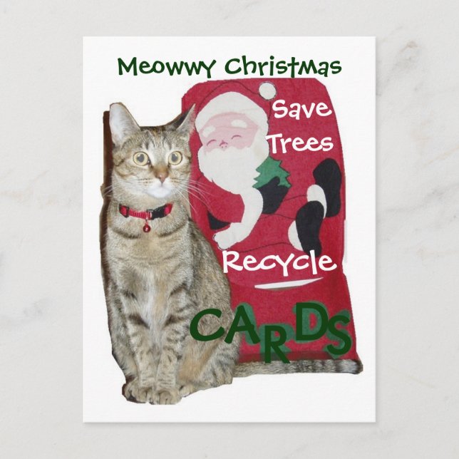 Meowwy Christmas Recycle Postcard (Front)