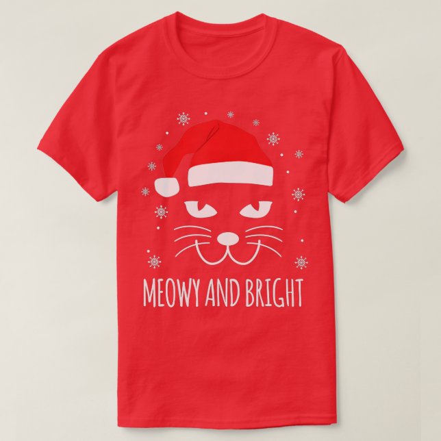 Meowy And Bright Christmas Cat Merry Christmas Cos T-Shirt (Design Front)