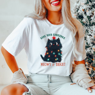 Meowy and Bright Christmas Cat T-Shirt