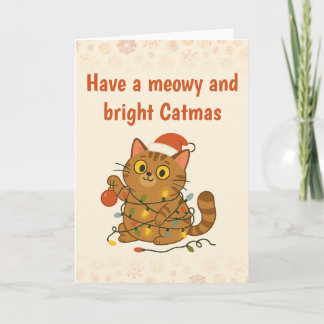 Meowy and Bright christmas Folded Greeting Card