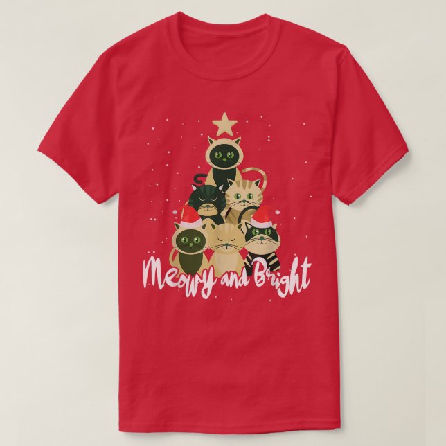 Meowy And Bright Christmas Tree Catmas Cute Cats X T-Shirt (Design Front)