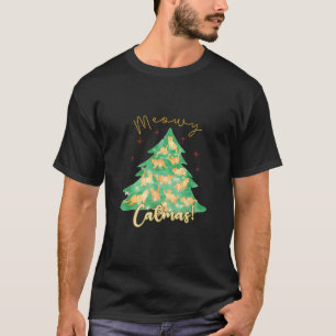 Meowy And Bright Christmas Tree Lights Xmas Cats W T-Shirt