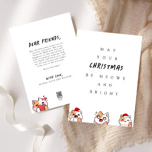 Meowy And Bright  Cute Cats Christmas Greeting  Holiday Card