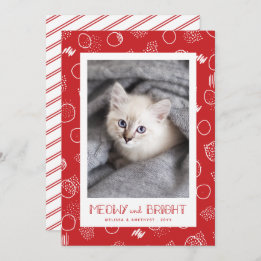 Meowy and Bright | Red | Pet Photo Holiday Card