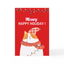 Meowy and Funny Black Cat Christmas Holiday Card