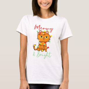 Meowy & Bright cat Christmas tree lights T-Shirt