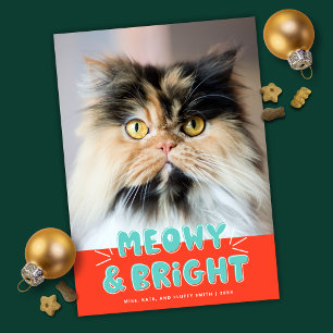 Meowy & Bright Christmas Cute Cat Holiday Photo Card