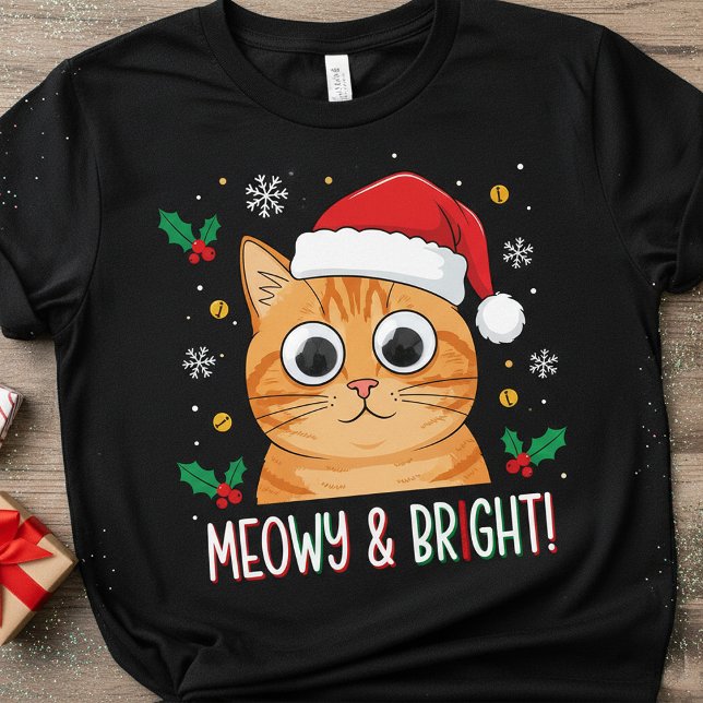 Meowy & Bright Christmas V-Cat – Funny Santa Cat  T-Shirt (Creator Uploaded)
