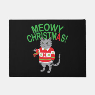 Meowy Cat Christmas Doormat