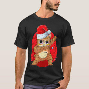 Meowy Cat Christmas Santa Dabbing Funny Cool Cat L T-Shirt