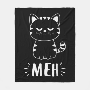 Meowy Cat Lovers Women Girls Meh Cat - Funny Cat Fleece Blanket