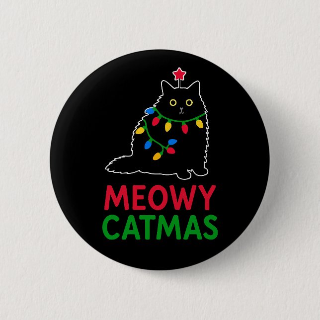 Meowy Catmas 6 Cm Round Badge (Front)