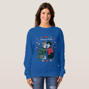 Meowy Catmas: Adorable Cat Couple Christmas Sweatshirt