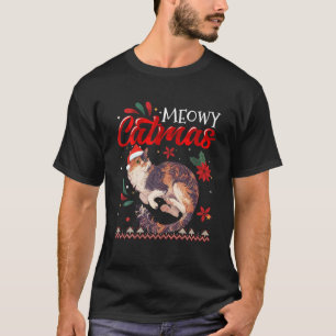 Meowy Catmas Calico Cat Christmas T-Shirt
