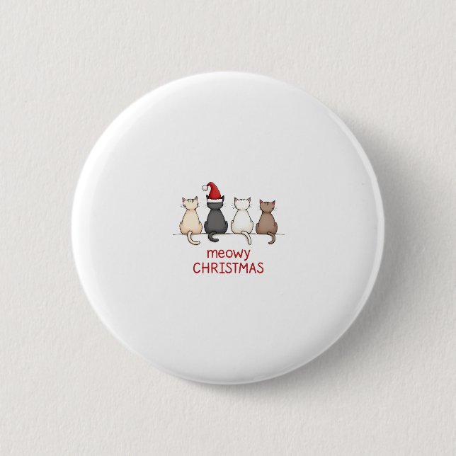 Meowy Catmas Cat Christmas Cute Kitten Cats Santa  6 Cm Round Badge (Front)