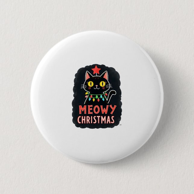 Meowy Catmas Cat Christmas Cute Kitten Cats Santa  6 Cm Round Badge (Front)
