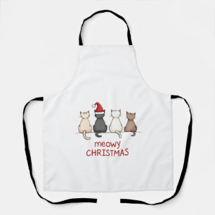 Meowy Catmas Cat Christmas Cute Kitten Cats Santa  Apron