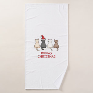 Meowy Catmas Cat Christmas Cute Kitten Cats Santa Bath Towel