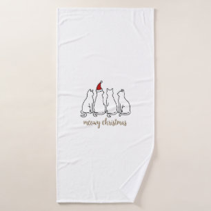 Meowy Catmas Cat Christmas Cute Kitten Cats Santa Bath Towel