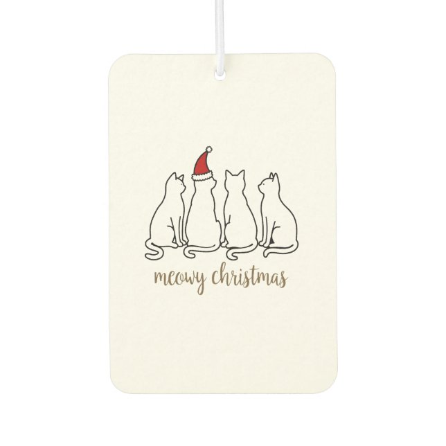 Meowy Catmas Cat Christmas Cute Kitten Cats Santa  Car Air Freshener (Front)