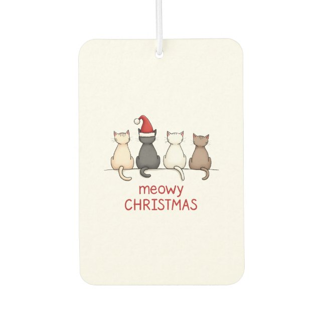 Meowy Catmas Cat Christmas Cute Kitten Cats Santa  Car Air Freshener (Front)