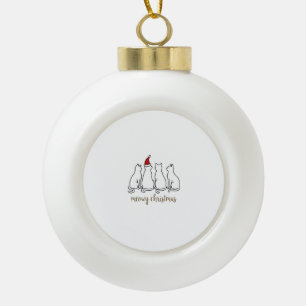 Meowy Catmas Cat Christmas Cute Kitten Cats Santa Ceramic Ball Christmas Ornament