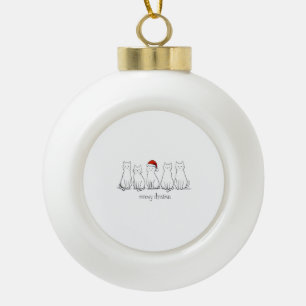 Meowy Catmas Cat Christmas Cute Kitten Cats Santa Ceramic Ball Christmas Ornament