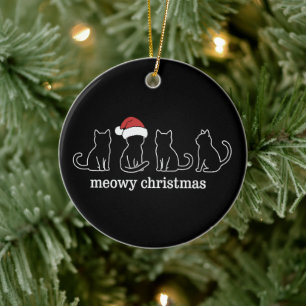 Meowy Catmas Cat Christmas Cute Kitten Cats Santa Ceramic Tree Decoration