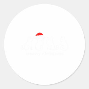 Meowy Catmas Cat Christmas Cute Kitten Cats Santa Classic Round Sticker