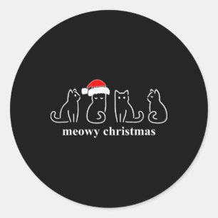 Meowy Catmas Cat Christmas Cute Kitten Cats Santa Classic Round Sticker