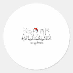 Meowy Catmas Cat Christmas Cute Kitten Cats Santa Classic Round Sticker