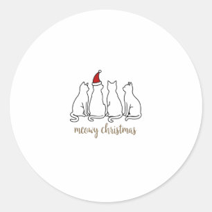 Meowy Catmas Cat Christmas Cute Kitten Cats Santa Classic Round Sticker