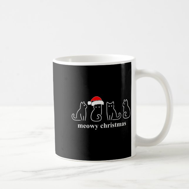 Meowy Catmas Cat Christmas Cute Kitten Cats Santa  Coffee Mug (Right)
