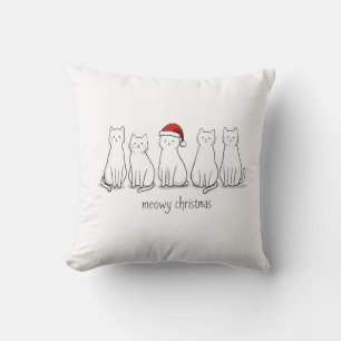 Meowy Catmas Cat Christmas Cute Kitten Cats Santa Cushion