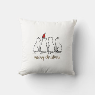Meowy Catmas Cat Christmas Cute Kitten Cats Santa Cushion