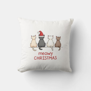 Meowy Catmas Cat Christmas Cute Kitten Cats Santa Cushion
