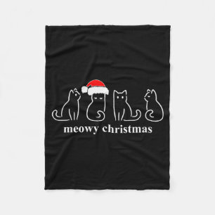 Meowy Catmas Cat Christmas Cute Kitten Cats Santa Fleece Blanket