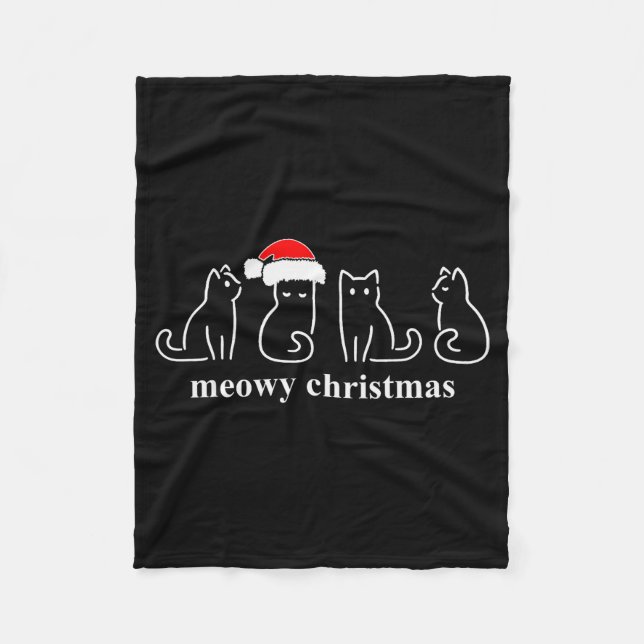 Meowy Catmas Cat Christmas Cute Kitten Cats Santa  Fleece Blanket (Front)