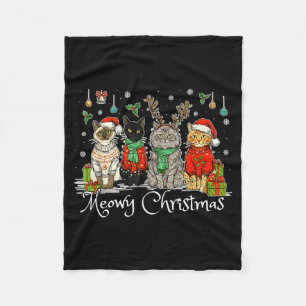 Meowy Catmas Cat Christmas Cute Kitten Cats Santa Fleece Blanket