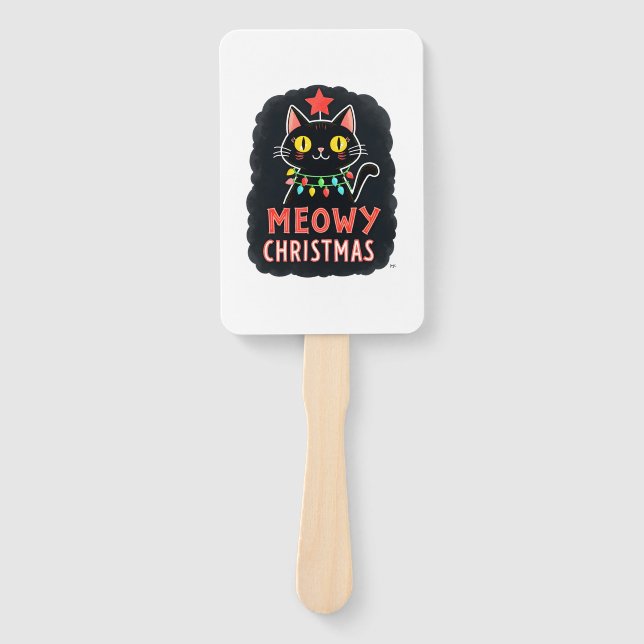 Meowy Catmas Cat Christmas Cute Kitten Cats Santa  Hand Fan (Front)