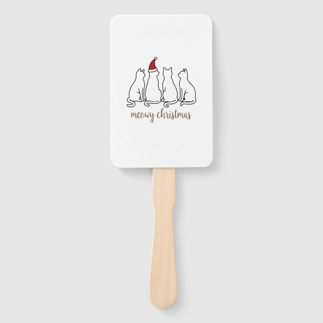 Meowy Catmas Cat Christmas Cute Kitten Cats Santa  Hand Fan (Front)