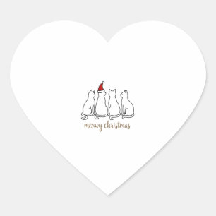 Meowy Catmas Cat Christmas Cute Kitten Cats Santa Heart Sticker