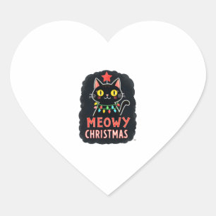 Meowy Catmas Cat Christmas Cute Kitten Cats Santa Heart Sticker