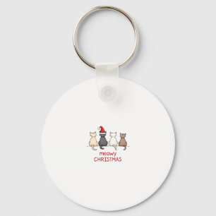 Meowy Catmas Cat Christmas Cute Kitten Cats Santa  Key Ring