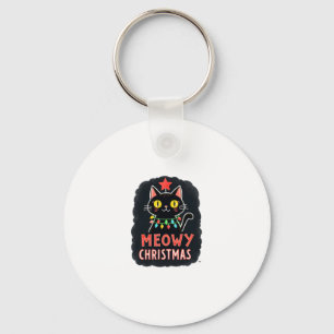 Meowy Catmas Cat Christmas Cute Kitten Cats Santa  Key Ring